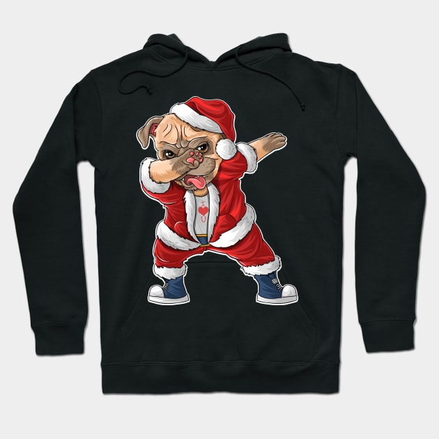 Dabbing Dog Santa Hat Christmas Hoodie by DragonTees